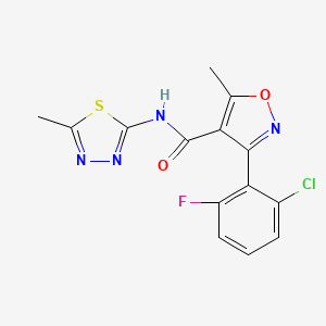 molecular formula C14H10ClFN4O2S B4429792 3-(2-chloro-6-fluorophenyl)-5-methyl-N-(5-methyl-1,3,4-thiadiazol-2-yl)-4-isoxazolecarboxamide 