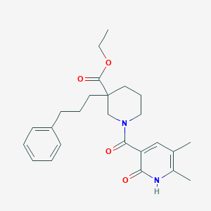 ethyl 1-[(5,6-dimethyl-2-oxo-1,2-dihydro-3-pyridinyl)carbonyl]-3-(3-phenylpropyl)-3-piperidinecarboxylate