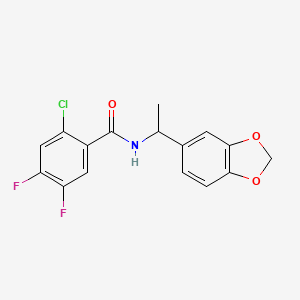 molecular formula C16H12ClF2NO3 B4429898 N-[1-(1,3-benzodioxol-5-yl)ethyl]-2-chloro-4,5-difluorobenzamide 