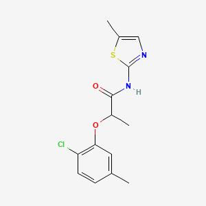 molecular formula C14H15ClN2O2S B4429959 2-(2-chloro-5-methylphenoxy)-N-(5-methyl-1,3-thiazol-2-yl)propanamide 