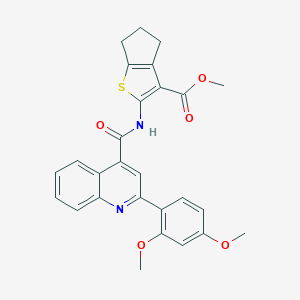 molecular formula C27H24N2O5S B442997 methyl 2-({[2-(2,4-dimethoxyphenyl)-4-quinolinyl]carbonyl}amino)-5,6-dihydro-4H-cyclopenta[b]thiophene-3-carboxylate 