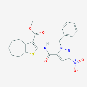 methyl 2-[({1-benzyl-3-nitro-1H-pyrazol-5-yl}carbonyl)amino]-5,6,7,8-tetrahydro-4H-cyclohepta[b]thiophene-3-carboxylate
