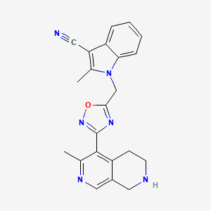 2-methyl-1-{[3-(3-methyl-5,6,7,8-tetrahydro-2,7-naphthyridin-4-yl)-1,2,4-oxadiazol-5-yl]methyl}-1H-indole-3-carbonitrile trifluoroacetate