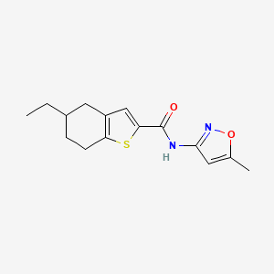 molecular formula C15H18N2O2S B4430045 5-ethyl-N-(5-methyl-3-isoxazolyl)-4,5,6,7-tetrahydro-1-benzothiophene-2-carboxamide 