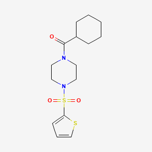 molecular formula C15H22N2O3S2 B4430073 1-(cyclohexylcarbonyl)-4-(2-thienylsulfonyl)piperazine 