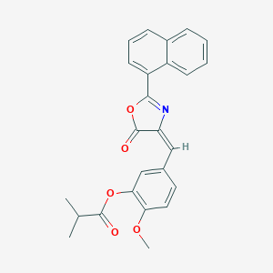 molecular formula C25H21NO5 B443018 2-methoxy-5-[(2-(1-naphthyl)-5-oxo-1,3-oxazol-4(5H)-ylidene)methyl]phenyl 2-methylpropanoate 