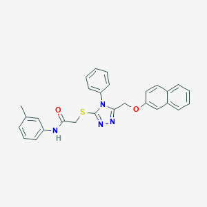 molecular formula C28H24N4O2S B443020 N-(3-methylphenyl)-2-({5-[(2-naphthyloxy)methyl]-4-phenyl-4H-1,2,4-triazol-3-yl}sulfanyl)acetamide 