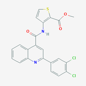 molecular formula C22H14Cl2N2O3S B443022 Methyl 3-({[2-(3,4-dichlorophenyl)-4-quinolinyl]carbonyl}amino)-2-thiophenecarboxylate 