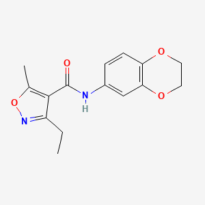 molecular formula C15H16N2O4 B4430221 N-(2,3-dihydro-1,4-benzodioxin-6-yl)-3-ethyl-5-methyl-4-isoxazolecarboxamide 