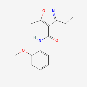 molecular formula C14H16N2O3 B4430266 3-ethyl-N-(2-methoxyphenyl)-5-methyl-4-isoxazolecarboxamide 