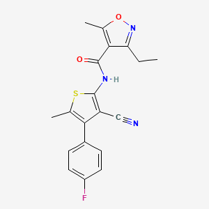 molecular formula C19H16FN3O2S B4430297 N-[3-cyano-4-(4-fluorophenyl)-5-methyl-2-thienyl]-3-ethyl-5-methyl-4-isoxazolecarboxamide 