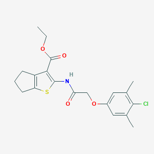molecular formula C20H22ClNO4S B443031 ethyl 2-{[(4-chloro-3,5-dimethylphenoxy)acetyl]amino}-5,6-dihydro-4H-cyclopenta[b]thiophene-3-carboxylate 