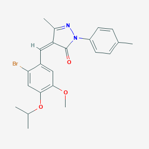 molecular formula C22H23BrN2O3 B443035 4-(2-bromo-4-isopropoxy-5-methoxybenzylidene)-5-methyl-2-(4-methylphenyl)-2,4-dihydro-3H-pyrazol-3-one 