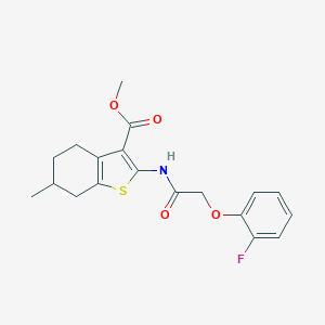 molecular formula C19H20FNO4S B443040 Methyl 2-{[(2-fluorophenoxy)acetyl]amino}-6-methyl-4,5,6,7-tetrahydro-1-benzothiophene-3-carboxylate 