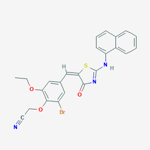 2-[2-bromo-6-ethoxy-4-[(E)-[2-(naphthalen-1-ylamino)-4-oxo-1,3-thiazol-5-ylidene]methyl]phenoxy]acetonitrile