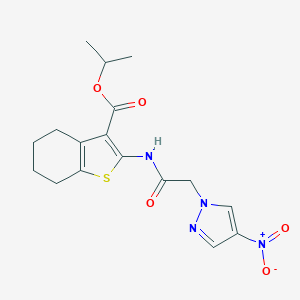 molecular formula C17H20N4O5S B443046 isopropyl 2-[({4-nitro-1H-pyrazol-1-yl}acetyl)amino]-4,5,6,7-tetrahydro-1-benzothiophene-3-carboxylate 