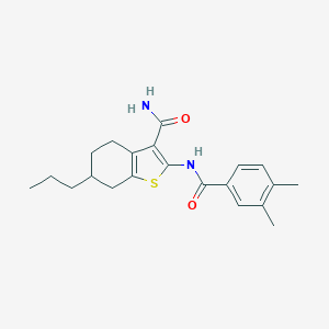 molecular formula C21H26N2O2S B443051 2-[(3,4-Dimethylbenzoyl)amino]-6-propyl-4,5,6,7-tetrahydro-1-benzothiophene-3-carboxamide 