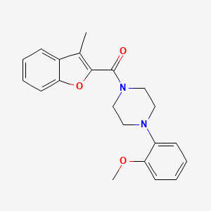 molecular formula C21H22N2O3 B4430535 1-(2-methoxyphenyl)-4-[(3-methyl-1-benzofuran-2-yl)carbonyl]piperazine 