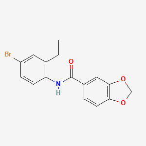 molecular formula C16H14BrNO3 B4430554 N-(4-bromo-2-ethylphenyl)-1,3-benzodioxole-5-carboxamide 