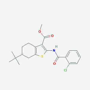 molecular formula C21H24ClNO3S B443062 Methyl 6-tert-butyl-2-[(2-chlorobenzoyl)amino]-4,5,6,7-tetrahydro-1-benzothiophene-3-carboxylate 