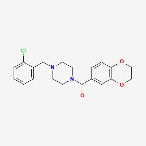 molecular formula C20H21ClN2O3 B4430674 1-(2-chlorobenzyl)-4-(2,3-dihydro-1,4-benzodioxin-6-ylcarbonyl)piperazine 