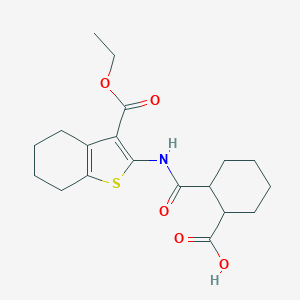molecular formula C19H25NO5S B443074 2-{[3-(Ethoxycarbonyl)-4,5,6,7-tetrahydro-1-benzothiophen-2-yl]carbamoyl}cyclohexanecarboxylic acid CAS No. 438472-78-7