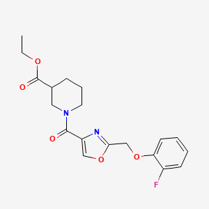 molecular formula C19H21FN2O5 B4430762 ethyl 1-({2-[(2-fluorophenoxy)methyl]-1,3-oxazol-4-yl}carbonyl)-3-piperidinecarboxylate 