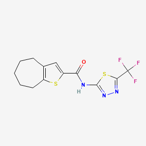 N-[5-(trifluoromethyl)-1,3,4-thiadiazol-2-yl]-5,6,7,8-tetrahydro-4H-cyclohepta[b]thiophene-2-carboxamide