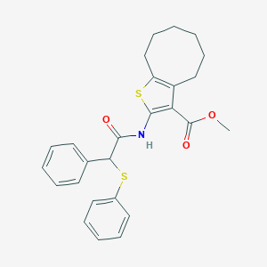 molecular formula C26H27NO3S2 B443086 Methyl 2-{[phenyl(phenylsulfanyl)acetyl]amino}-4,5,6,7,8,9-hexahydrocycloocta[b]thiophene-3-carboxylate 