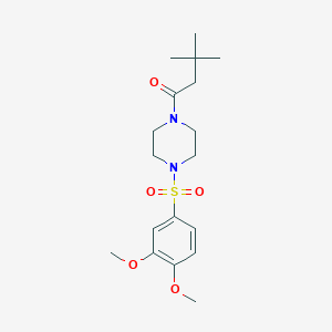 molecular formula C18H28N2O5S B4430875 1-[(3,4-dimethoxyphenyl)sulfonyl]-4-(3,3-dimethylbutanoyl)piperazine 