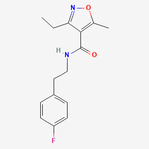 molecular formula C15H17FN2O2 B4430897 3-ethyl-N-[2-(4-fluorophenyl)ethyl]-5-methyl-4-isoxazolecarboxamide 