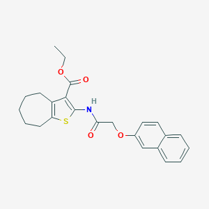 molecular formula C24H25NO4S B443096 ethyl 2-{[(2-naphthyloxy)acetyl]amino}-5,6,7,8-tetrahydro-4H-cyclohepta[b]thiophene-3-carboxylate 