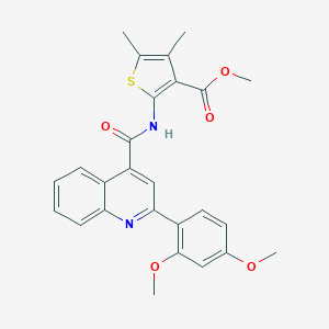 molecular formula C26H24N2O5S B443102 Methyl 2-({[2-(2,4-dimethoxyphenyl)-4-quinolinyl]carbonyl}amino)-4,5-dimethyl-3-thiophenecarboxylate 