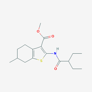 molecular formula C17H25NO3S B443106 Methyl 2-[(2-ethylbutanoyl)amino]-6-methyl-4,5,6,7-tetrahydro-1-benzothiophene-3-carboxylate 