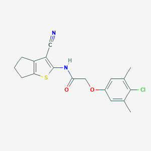 molecular formula C18H17ClN2O2S B443121 2-(4-chloro-3,5-dimethylphenoxy)-N-(3-cyano-5,6-dihydro-4H-cyclopenta[b]thiophen-2-yl)acetamide 