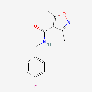 molecular formula C13H13FN2O2 B4431262 N-(4-fluorobenzyl)-3,5-dimethyl-4-isoxazolecarboxamide 