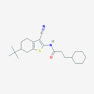 molecular formula C22H32N2OS B443133 N-(6-tert-butyl-3-cyano-4,5,6,7-tetrahydro-1-benzothiophen-2-yl)-3-cyclohexylpropanamide 