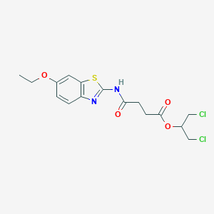 molecular formula C16H18Cl2N2O4S B443135 1,3-Dichloropropan-2-yl 4-[(6-ethoxy-1,3-benzothiazol-2-yl)amino]-4-oxobutanoate 
