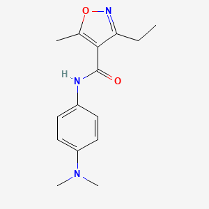 molecular formula C15H19N3O2 B4431369 N-[4-(dimethylamino)phenyl]-3-ethyl-5-methyl-4-isoxazolecarboxamide 