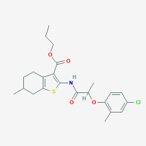 molecular formula C23H28ClNO4S B443140 Propyl 2-{[2-(4-chloro-2-methylphenoxy)propanoyl]amino}-6-methyl-4,5,6,7-tetrahydro-1-benzothiophene-3-carboxylate 