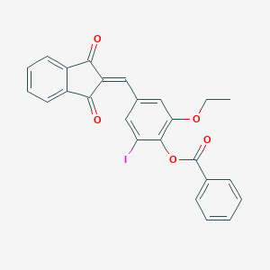 molecular formula C25H17IO5 B443148 4-[(1,3-dioxo-1,3-dihydro-2H-inden-2-ylidene)methyl]-2-ethoxy-6-iodophenyl benzoate 