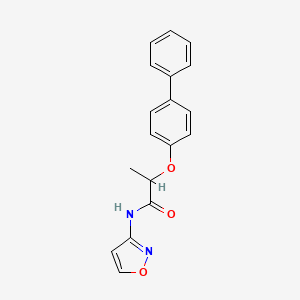 molecular formula C18H16N2O3 B4431480 2-(4-biphenylyloxy)-N-3-isoxazolylpropanamide 