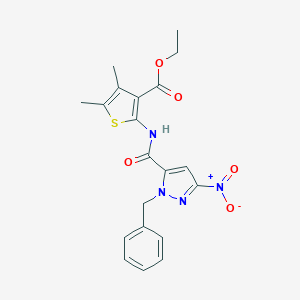 molecular formula C20H20N4O5S B443150 ethyl 2-{[(1-benzyl-3-nitro-1H-pyrazol-5-yl)carbonyl]amino}-4,5-dimethylthiophene-3-carboxylate 