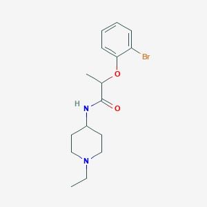 molecular formula C16H23BrN2O2 B4431501 2-(2-bromophenoxy)-N-(1-ethyl-4-piperidinyl)propanamide 