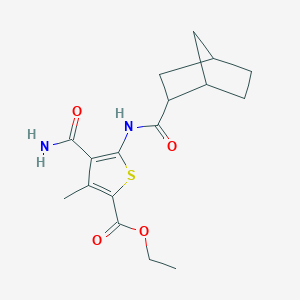 molecular formula C17H22N2O4S B443158 Ethyl 5-[(bicyclo[2.2.1]hept-2-ylcarbonyl)amino]-4-carbamoyl-3-methylthiophene-2-carboxylate 
