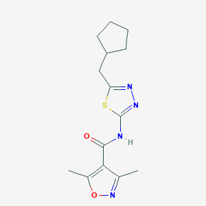 molecular formula C14H18N4O2S B4431629 N-[5-(cyclopentylmethyl)-1,3,4-thiadiazol-2-yl]-3,5-dimethyl-4-isoxazolecarboxamide 