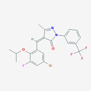 molecular formula C21H17BrF3IN2O2 B443163 4-(5-bromo-3-iodo-2-isopropoxybenzylidene)-5-methyl-2-[3-(trifluoromethyl)phenyl]-2,4-dihydro-3H-pyrazol-3-one 
