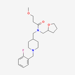 molecular formula C22H33FN2O3 B4431635 N-{[1-(2-fluorobenzyl)-4-piperidinyl]methyl}-3-methoxy-N-(tetrahydro-2-furanylmethyl)propanamide 