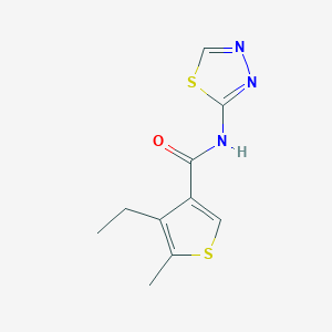 molecular formula C10H11N3OS2 B4431654 4-ethyl-5-methyl-N-1,3,4-thiadiazol-2-yl-3-thiophenecarboxamide 