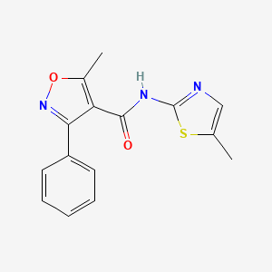 molecular formula C15H13N3O2S B4431772 5-methyl-N-(5-methyl-1,3-thiazol-2-yl)-3-phenyl-4-isoxazolecarboxamide 